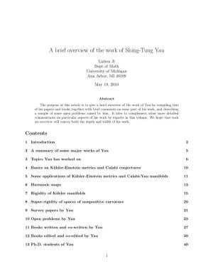 A Brief Overview of the Work of Shing-Tung Yau