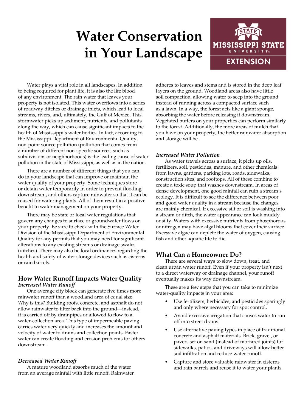 Water Conservation in Your Landscape