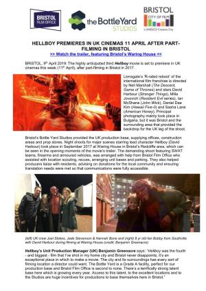 Hellboy Premieres in Uk Cinemas 11 April After Part