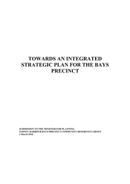 Towards an Integrated Strategic Plan for the Bays Precinct