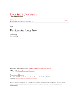 Fashions Are Fancy Free Polly Towne Iowa State College