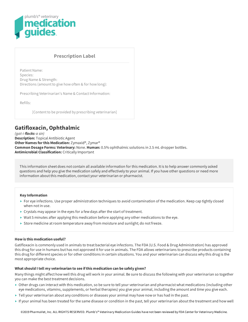 Gatifloxacin, Ophthalmic