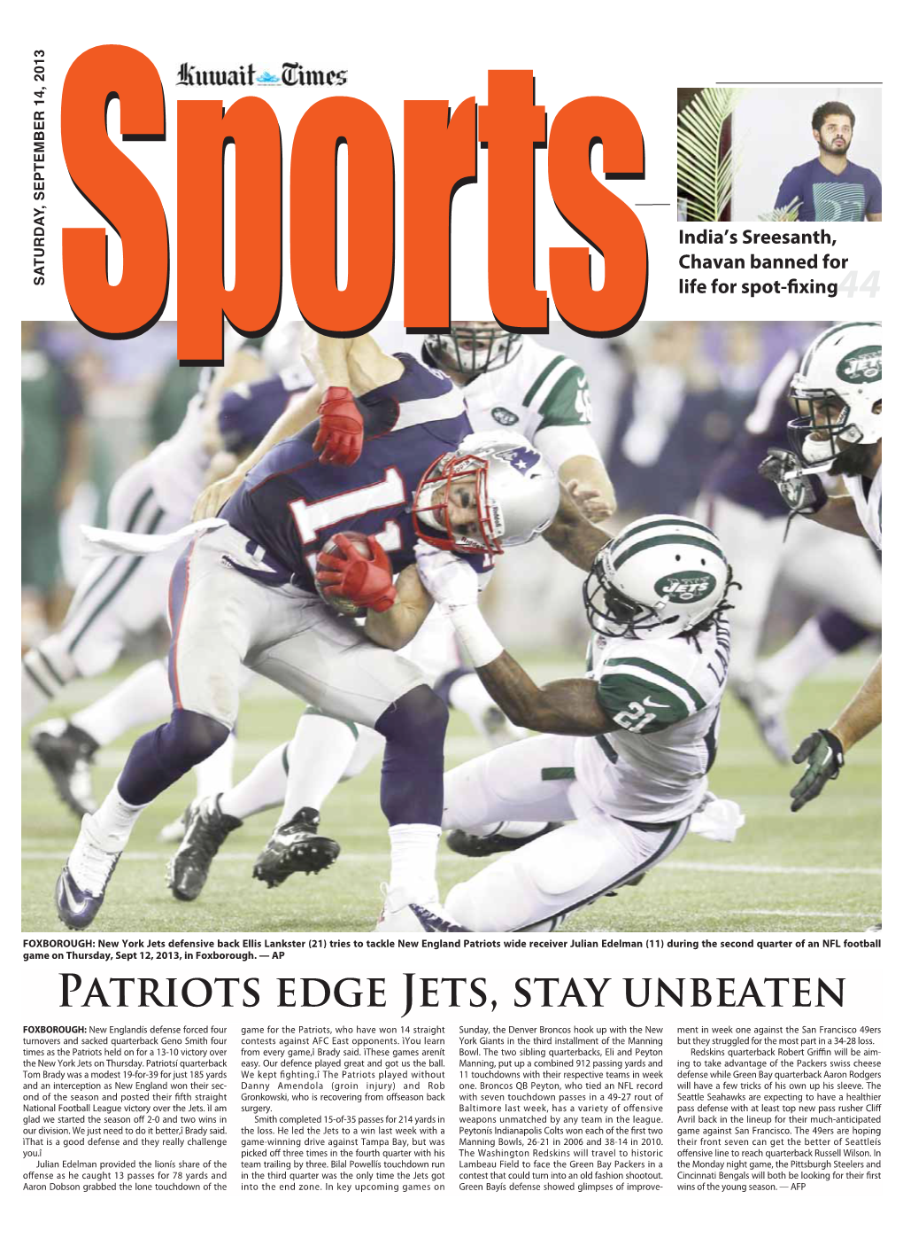 Patriots Edge Jets, Stay Unbeaten
