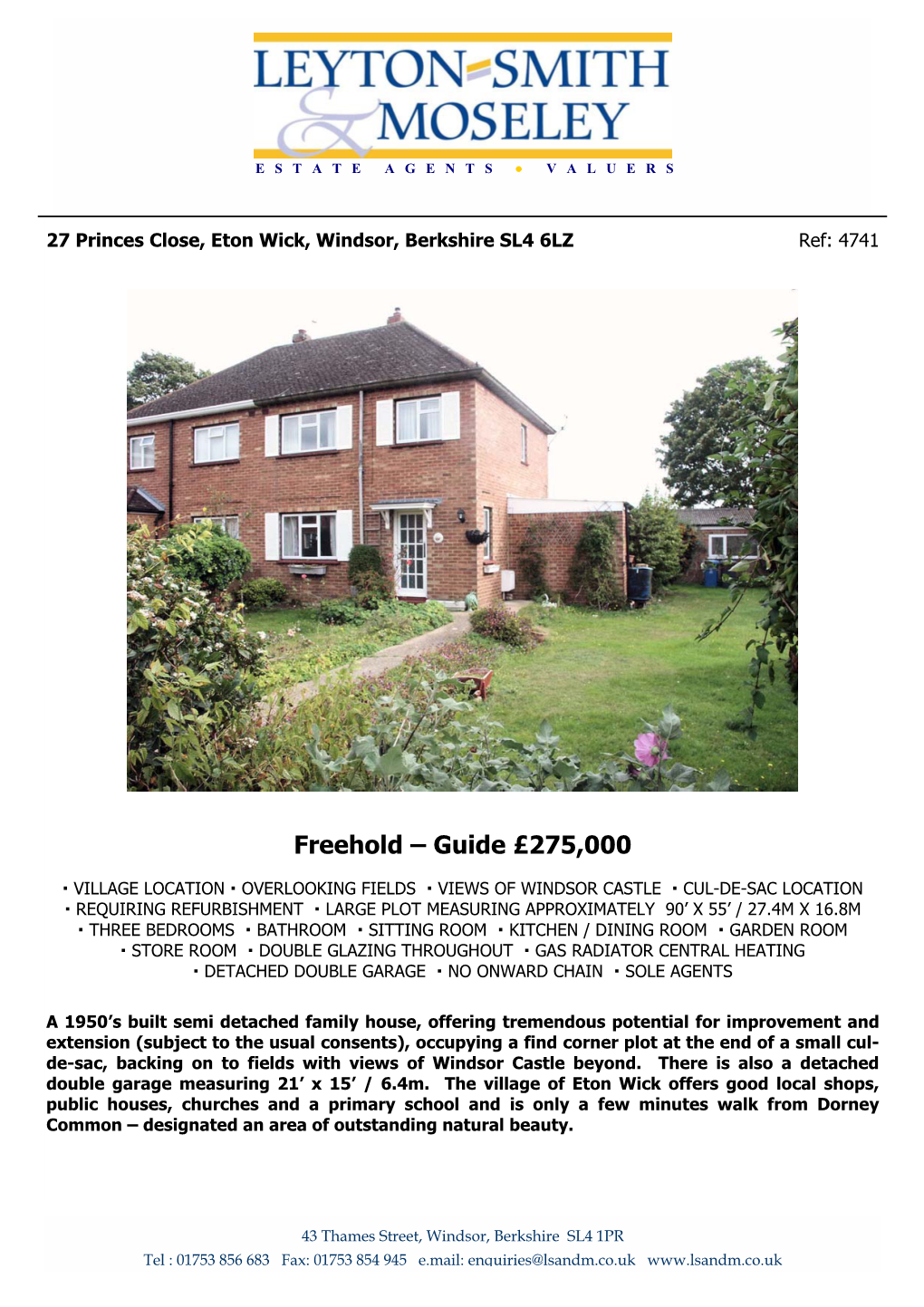 Freehold – Guide £275000