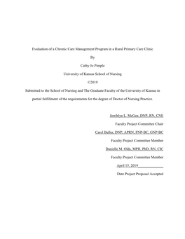 Evaluation of a Chronic Care Management Program in a Rural Primary Care Clinic