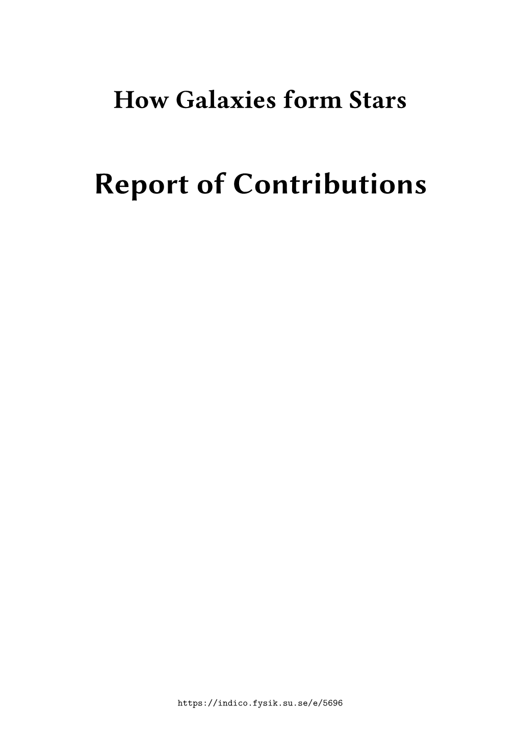 Report of Contributions