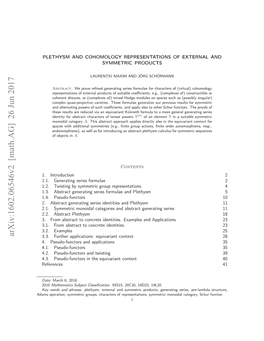 Plethysm and Cohomology Representations of External And