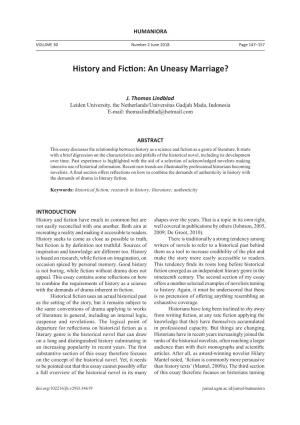 History and Fiction: an Uneasy Marriage?