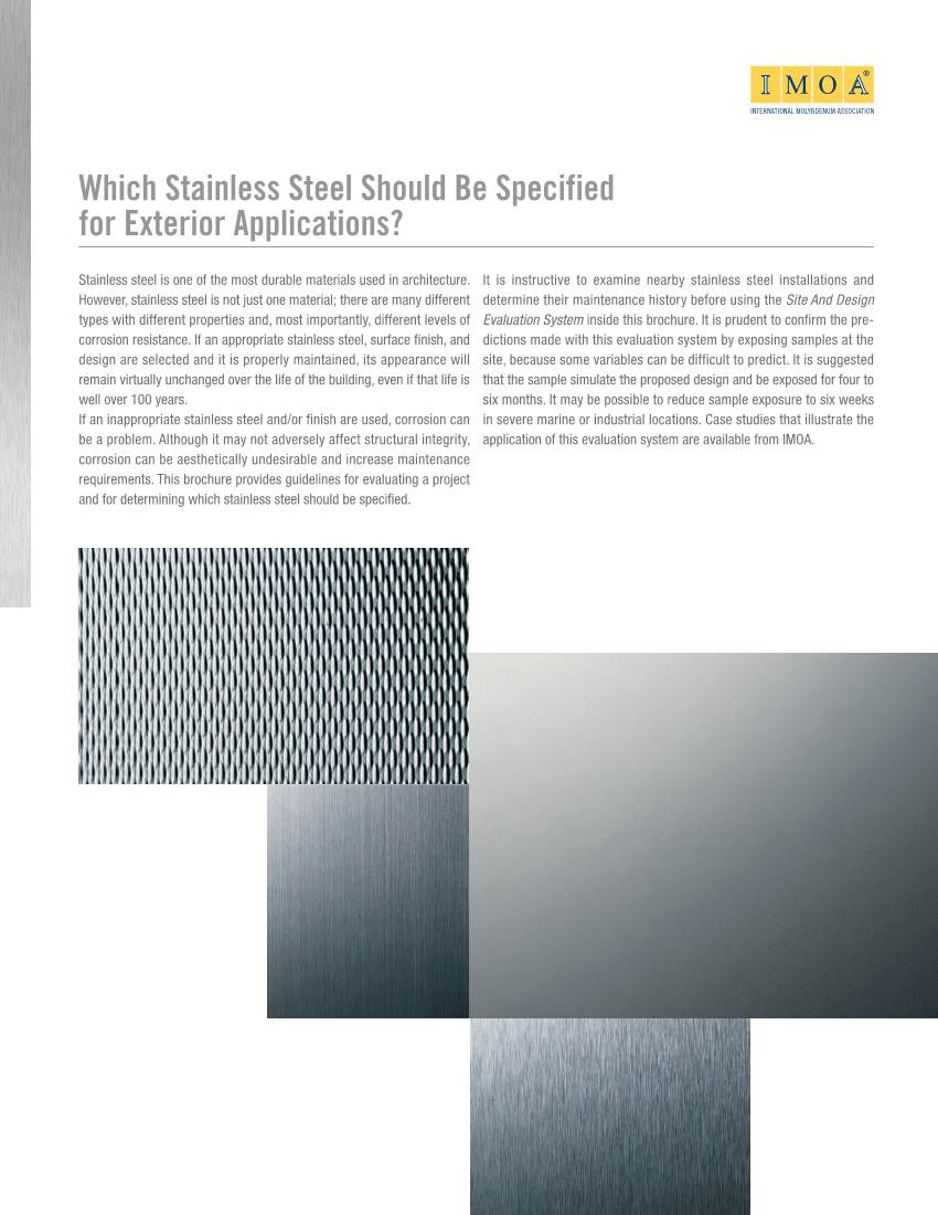 Which Stainless Steel Should Be Specified for Exterior Applications?