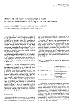 Behavioral and Electroencephalographic Effects of Chronic Aclministration of Diazepam in Rats and Rabbits