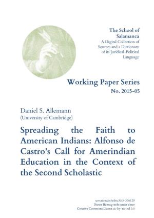 Alfonso De Castro's Call for Amerindian Education in The
