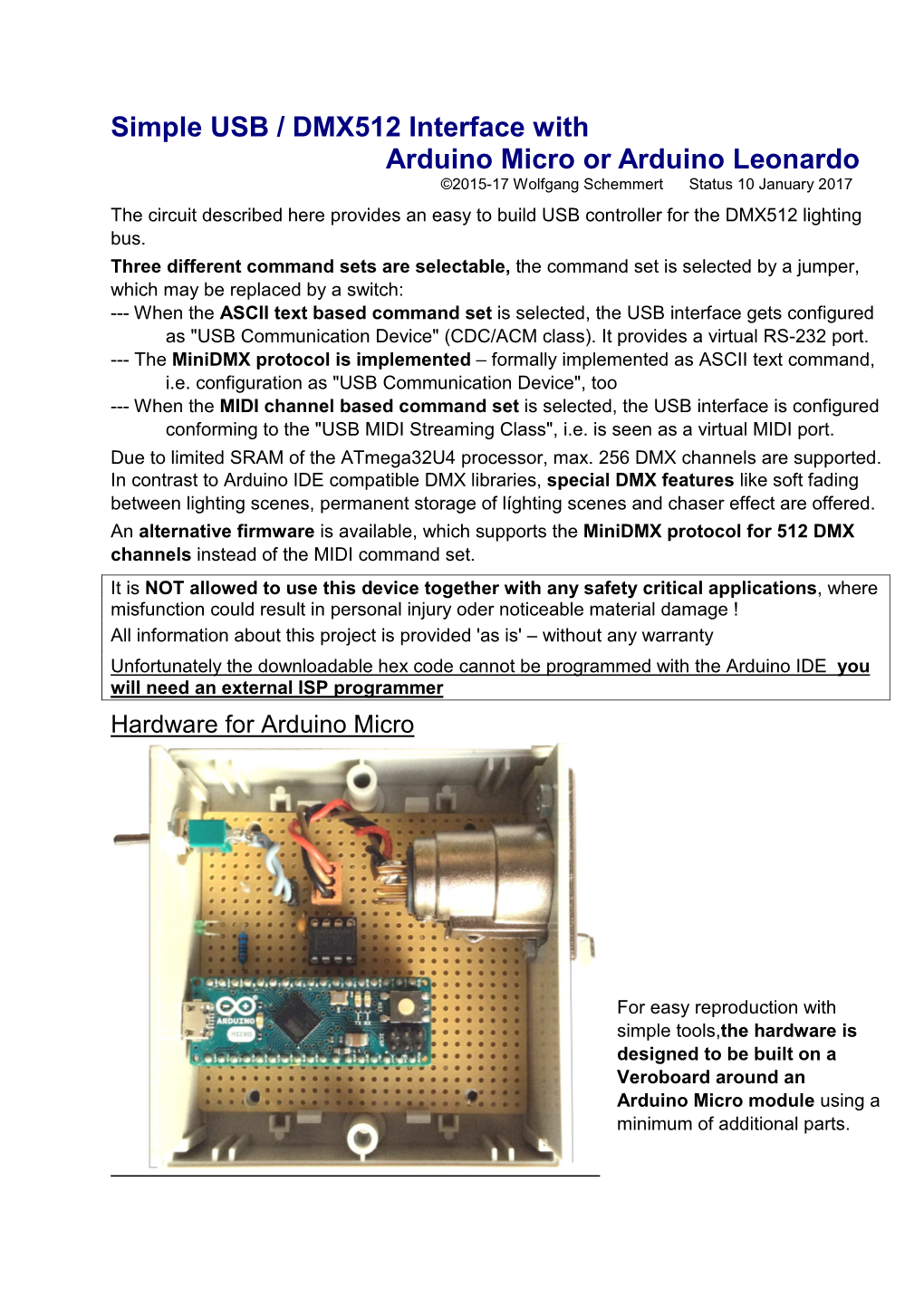 Simple USB / DMX512 Interface with Arduino Micro Or Arduino Leonardo