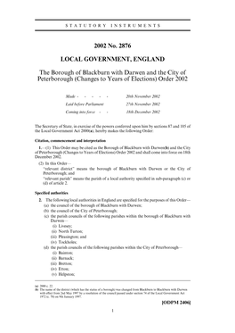 2002 No. 2876 LOCAL GOVERNMENT, ENGLAND The