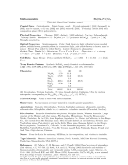 Stibiotantalite Sb(Ta, Nb)O4 C 2001-2005 Mineral Data Publishing, Version 1