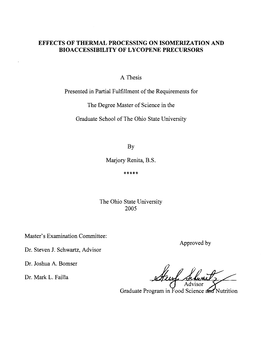 Effects of Thermal Processing on Isomerization and Bio Accessibility of L Ycopene Precursors