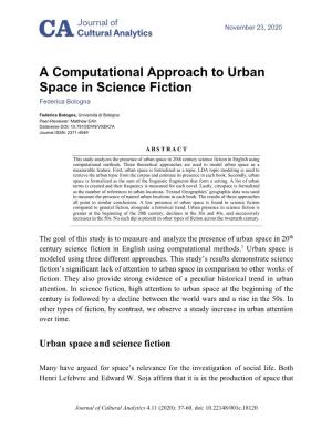 A Computational Approach to Urban Space in Science Fiction Federica Bologna