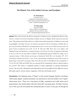 History Research Journal ISSN: 0976-5425 Vol-5-Issue-6-November-December-2019