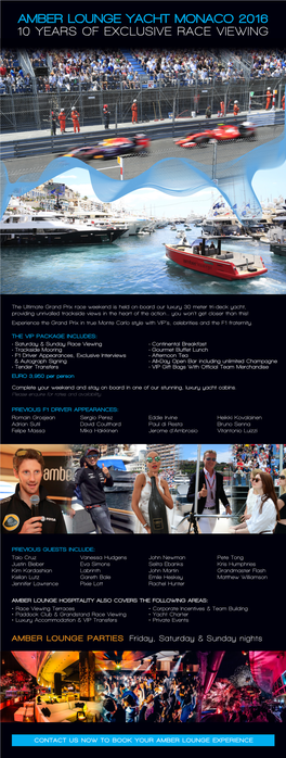 Amber Lounge Yacht Monaco 2016 10 Years of Exclusive Race Viewing