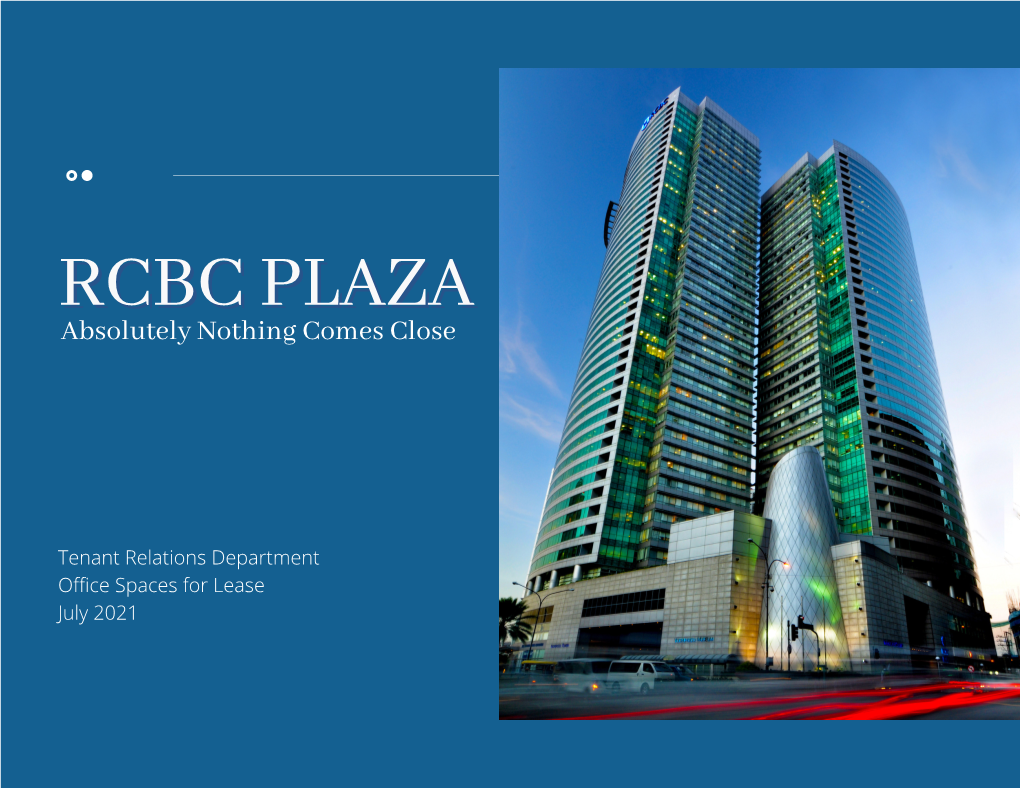 RCBC Plaza Availability As of July 2021