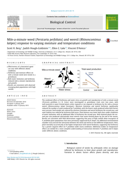 Rhinoncomimus Latipes) Response to Varying Moisture and Temperature Conditions ⇑ Scott H