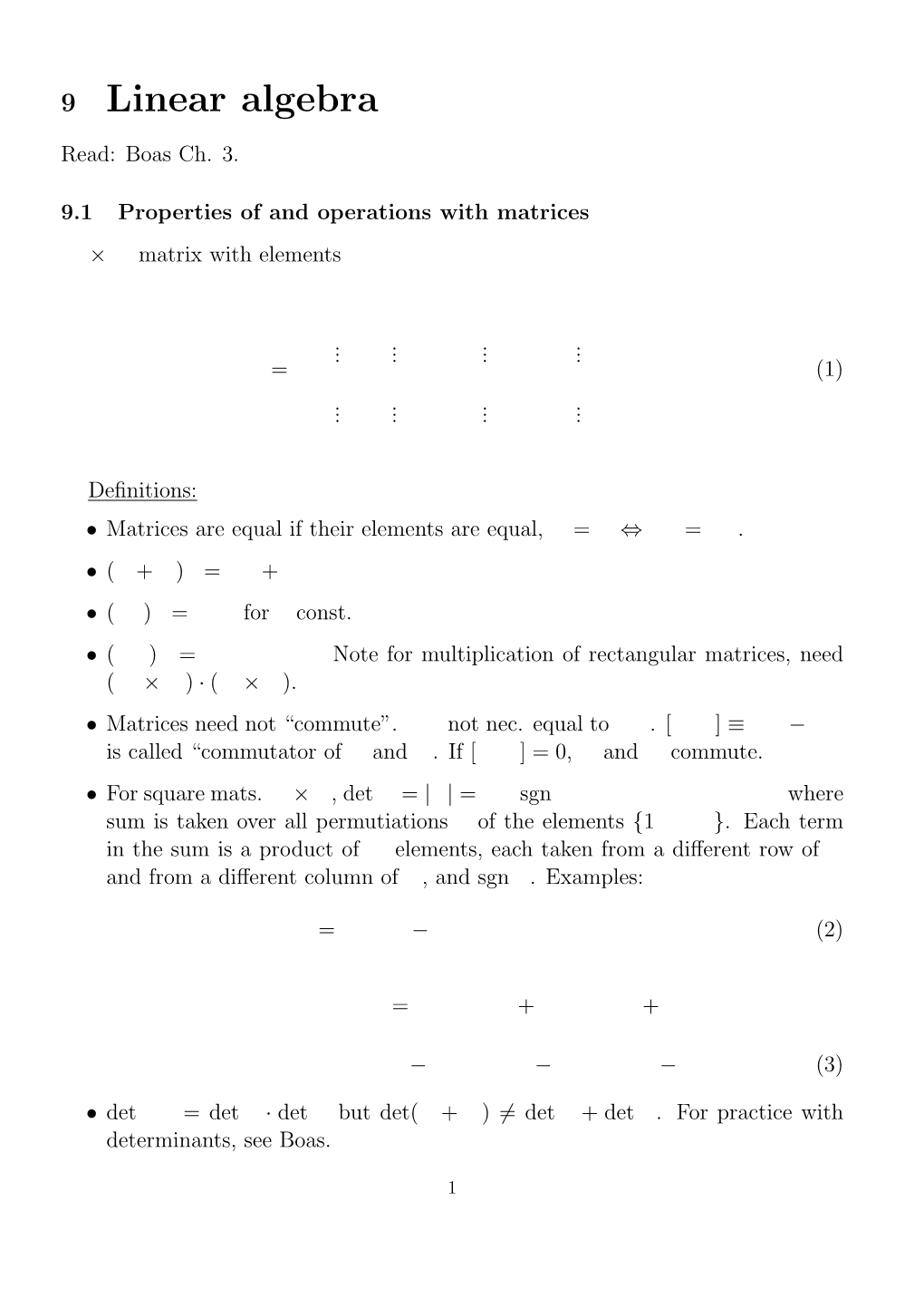 9 Linear Algebra