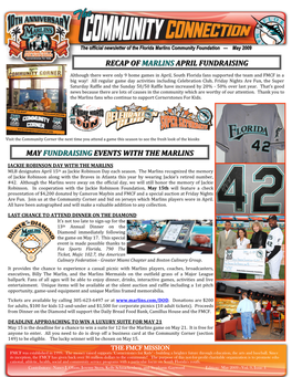 Recap of Marlins April Fundraising May Fundraising Events with the Marlins