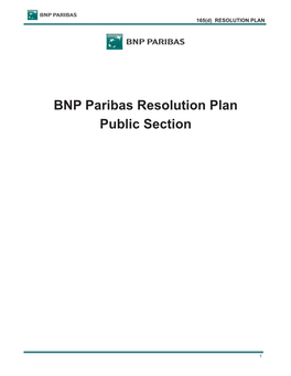 BNP Paribas Resolution Plan Public Section