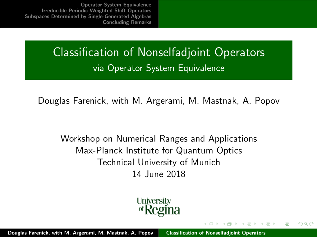 Classification of Nonselfadjoint Operators