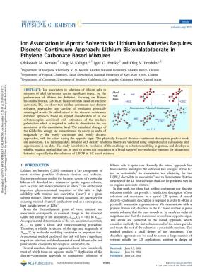 Ion Association in Aprotic Solvents for Lithium Ion