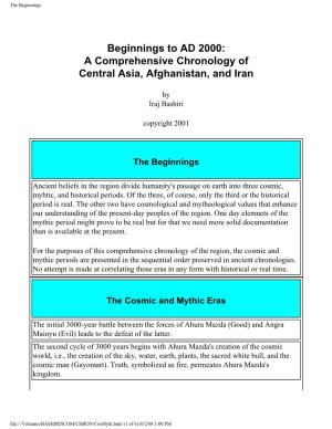 Beginnings to AD 2000: a Comprehensive Chronology of Central Asia, Afghanistan, and Iran