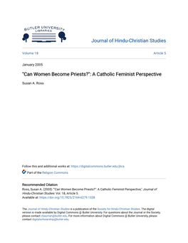 "Can Women Become Priests?": a Catholic Feminist Perspective