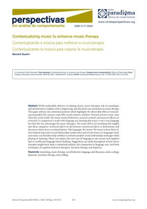 Contextualizing Music to Enhance Music Therapy
