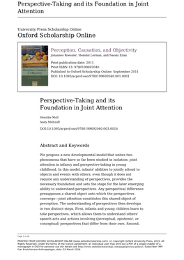 Perspective-Taking and Its Foundation in Joint Attention
