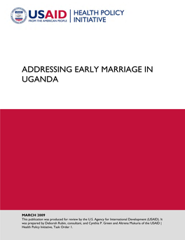 Addressing Early Marriage in Uganda