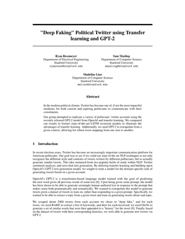 "Deep Faking" Political Twitter Using Transfer Learning and GPT-2