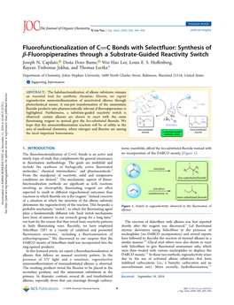 Fluorofunctionalization of C C Bonds with Selectfluor: Synthesis of Β