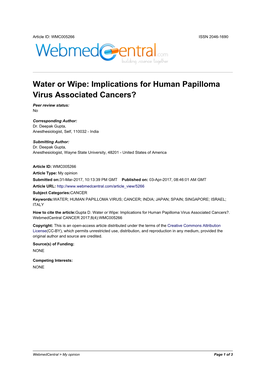 Implications for Human Papilloma Virus Associated Cancers?