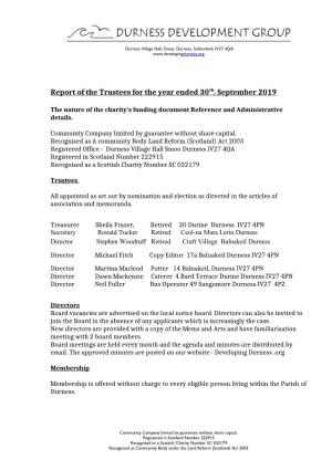 Report of the Trustees for the Year Ended 30Th