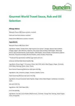 Gourmet World Travel Sauce, Rub and Oil Selection