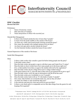 RMC Checklist Revised Fall 2014