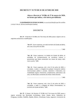 Decreto Nº 19.735 De 01 De Junho De 2020
