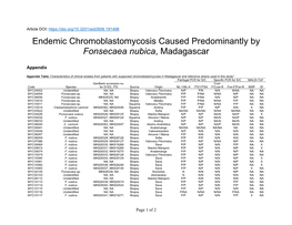 Endemic Chromoblastomycosis Caused Predominantly by Fonsecaea Nubica, Madagascar