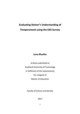 Evaluating Steiner's Understanding of Temperament Using the EAS Survey