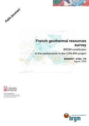 French Geothermal Resources Survey BRGM Contribution to the Market Study in the LOW-BIN Project