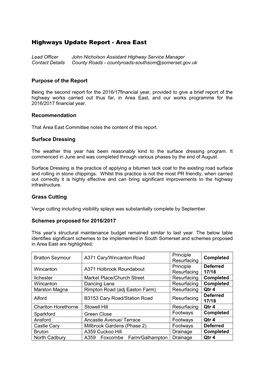 Highways Update Report PDF 142 KB