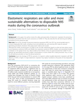 View the Safety and Practicality of Elastomeric Respirators for Protecting Themselves and Others from the Novel Coronavirus Or COVID-19
