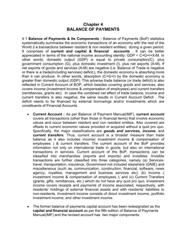 Chapter 4 BALANCE of PAYMENTS