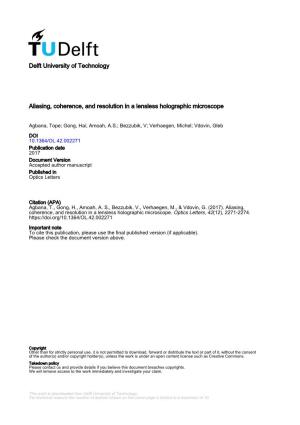 Delft University of Technology Aliasing, Coherence, and Resolution in A