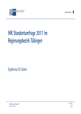 IHK Standortumfrage 2017 Im Regierungsbezirk Tübingen