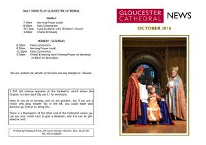 OCTOBER 2016 3.00Pm Choral Evensong